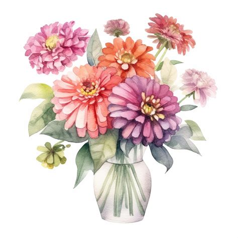 Premium AI Image | Watercolor Flowers Drawing In Vase Vintage ...