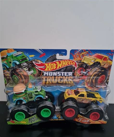 Hot Wheels Monster Trucks Demolition Doubles Buns Of Steel Vs All Fried Up Picclick Uk