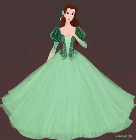 Belles Green Dress Redesign By Jonuelsketch Green Dress Disney