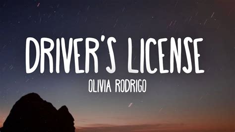 Olivia Rodrigo Drivers License Lyrics YouTube