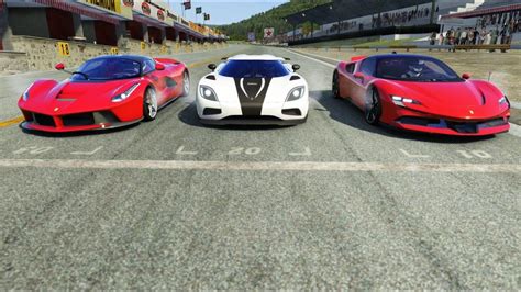 Koenigsegg Agera R Vs Ferrari Sf Stradale Vs Ferrari Laferrari At Old Spa