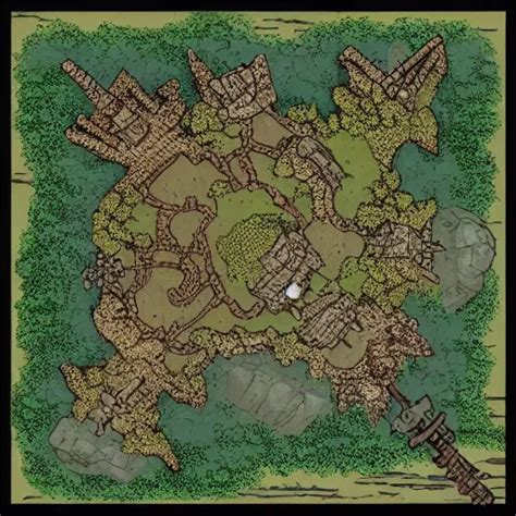 Overhead Rpg Battlemap Of A Stone Fort Sitting Above A Stable