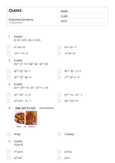 Polynomial Operations Worksheets On Quizizz Free Printable