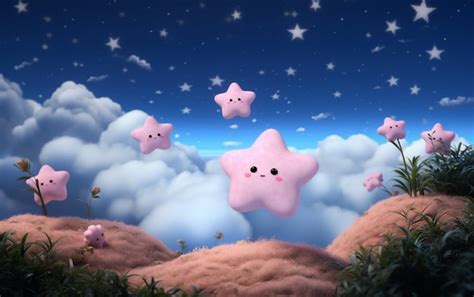 Premium Photo There Are Many Stars Flying In The Sky Above The Clouds