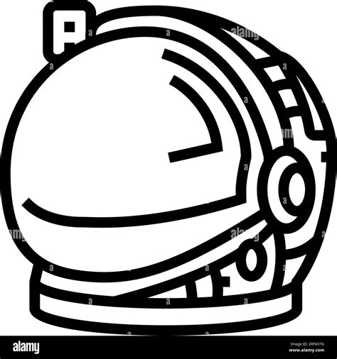 Astronaut Helmet Hat Cap Line Icon Vector Illustration Stock Vector