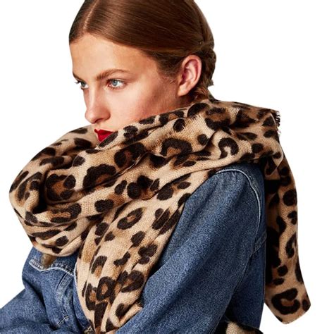 Autumn Winter Leopard Print Cashmere Warm Thicken Scarf Shawl Women