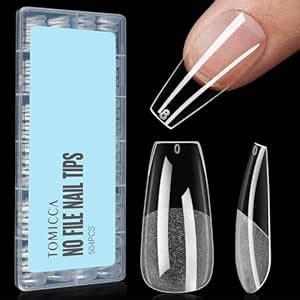 Amazon TOMICCA Medium Coffin Nail Tips 504Pcs Half Matte Soft Gel