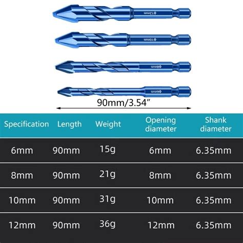 Alloy Offset Drill Bits Set Tile Masonry Drill Bits Set 6 8 10 12mm