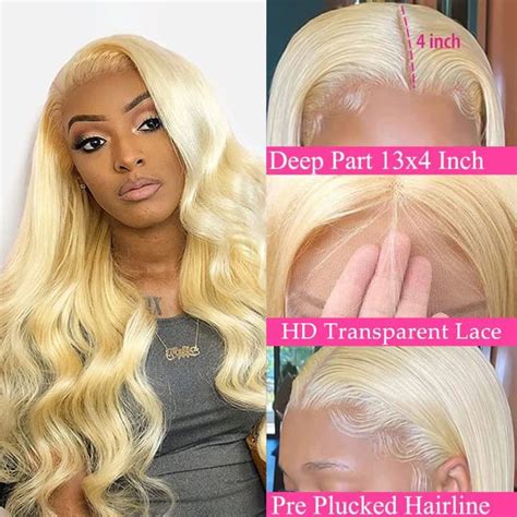 Blonde Lace Front Wigs Dark Root Ombre Colored Lace Closure Wig