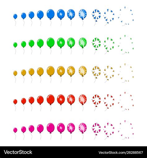 Balloon Pop Explosion Burst Animation Step Frames Vector Image