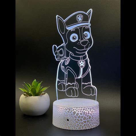 Luminária Patrulha Canina LED 3D Abajur de Mesa para Quartos Infantis