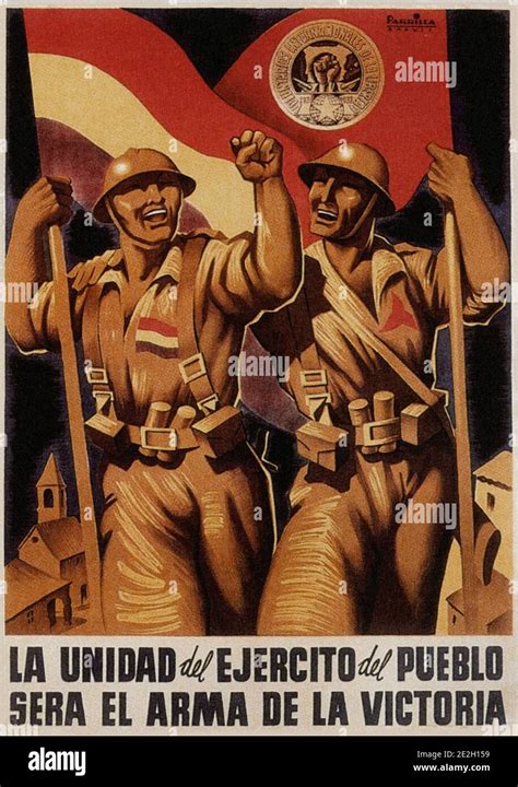 Affiche De Propagande Vintage Pour La Guerre Civile Espagnole Banque D