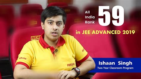 Ishaan Singh Air 59 In Jee Advanced 2019 Youtube