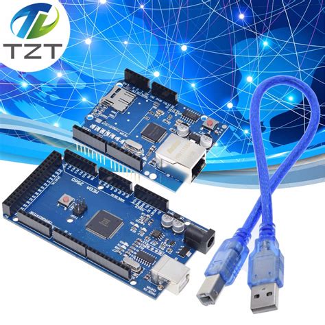 Tzt Uno Ethernet W5100 Network Expansion Board Sd Card Shield For Arduino With Mega 2560 R3