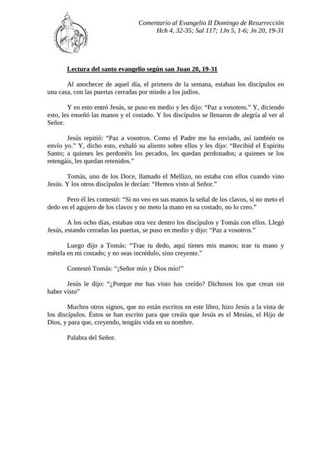 Pdf Lectura Del Santo Evangelio Seg N San Juan Comentario