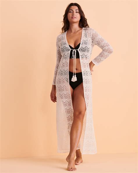 Koy Resort Flamenco Lace And Crochet Caftan Cream Bikini Village