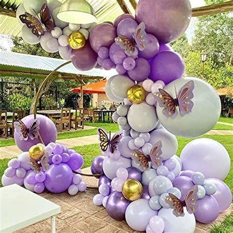 Pcs Purple Butterfly Baby Girl Balloon Garland Arch Kit Theme Purple