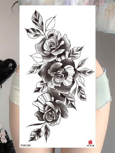 Tatuaje Temporal E Impermeable Para Mujeres Diseño Floral Sexy De