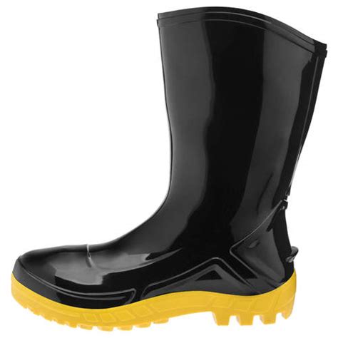 Bota de PVC preta solado amarelo cano médio sem forro 110VFLEX