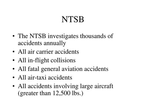 Ppt National Transportation Safety Board Ntsb Powerpoint