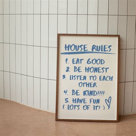 House Rules Wall Art Minimalist Wall Print Modern Art Print Doodle