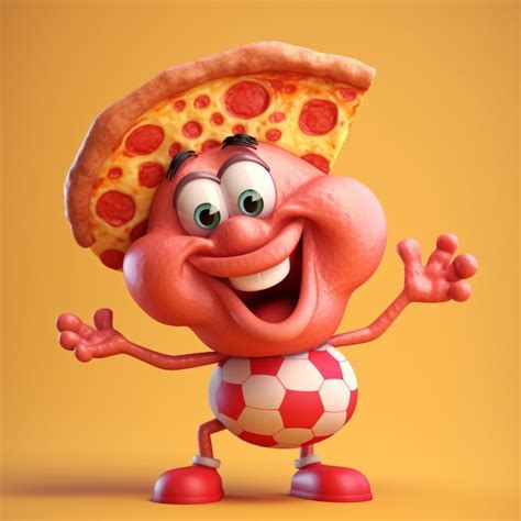 Premium Ai Image A Cartoon Character With A Pizza On His Head And A