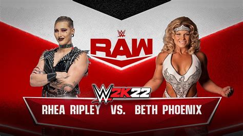 Wwe 2k22 Rhea Ripley Vs Beth Phoenix Wwe Raw Epic Gameplay Youtube