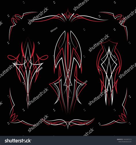 Pinstriping Art Motorcycle Car Pinstripe Vintage Stock Vector Royalty