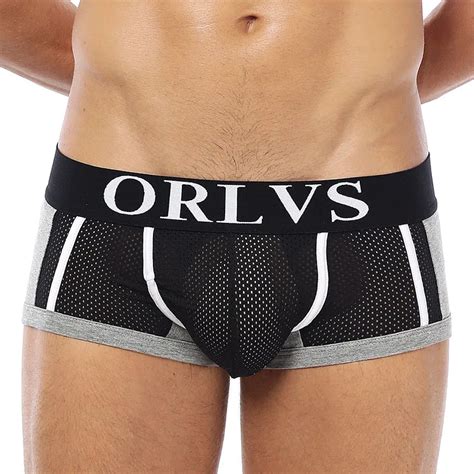 Marca ORLVS hombres Sexy ropa interior Bóxers Cuecas Patchwork sólido