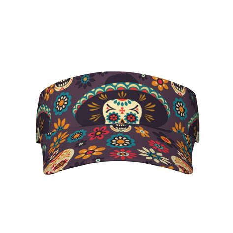 Lukts Skulls And Flowers Sun Sports Visor Adjustable Cap For Men Women