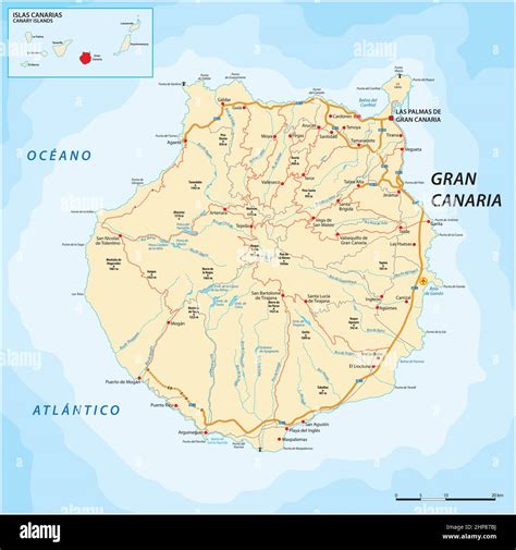 Mapa De Carreteras Vectoriales De Gran Canaria Imagen Vector De Stock