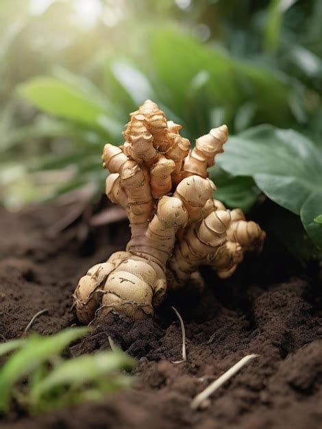 Ginger Rhizome In A Garden 8k Premium Ai Generated Image