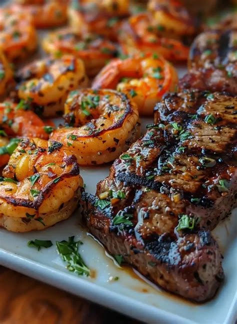 Garlic Butter Grilled Steak And Shrimp