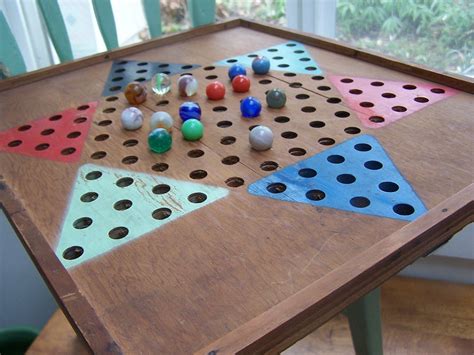 Chinese Checkers Wooden Game Board Handmade Old Folk Art