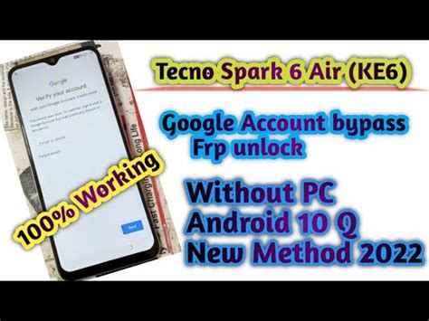 Tecno Sperk 6 Air KE6 Google Account Bypass Frp Unlock Android 10 Q