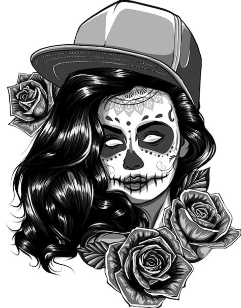 Chica sexy monocromática con rosas aisladas en blanco ilustración