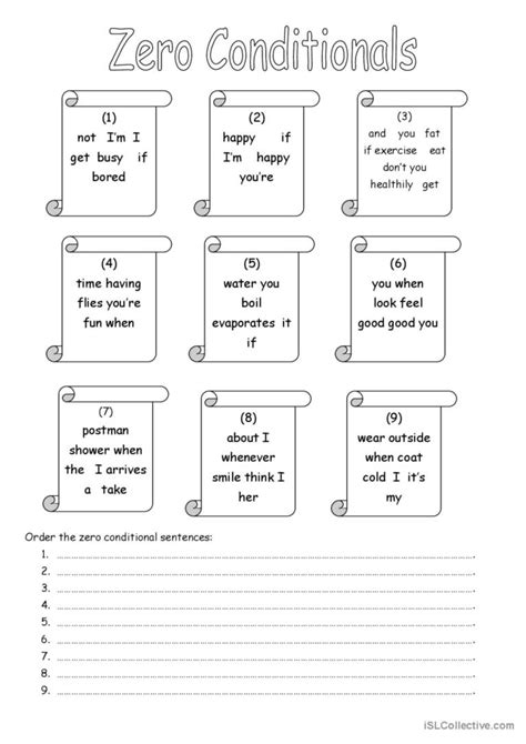 Order The Zero Conditional Sentences English Esl Worksheets Pdf Doc