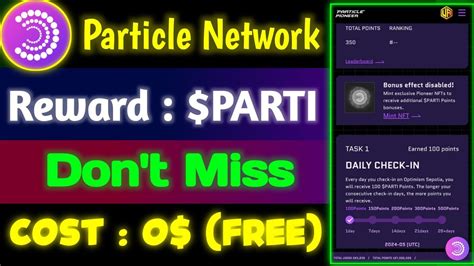 Particle Network Testnet Airdrop Reward Parti Token Confirm Youtube