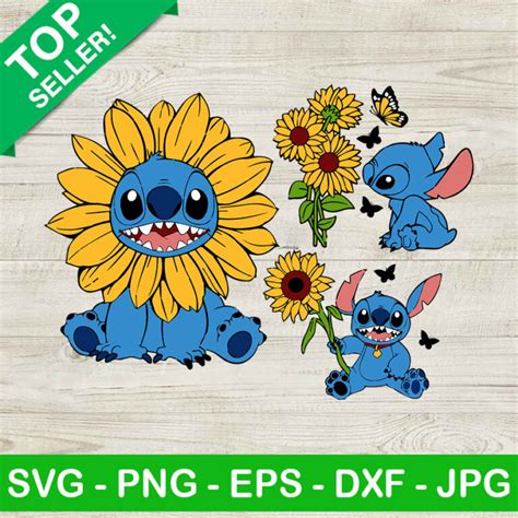 Stitch Sunflower SVG Disney Stitch SVG Sunflower SVG