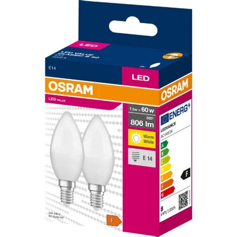 Osram Led Lampe Led Value Classic B E Eek F W Lm