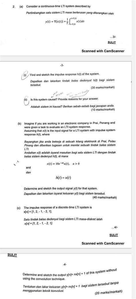 Solved A Consider A Continuous Time Lti System Chegg