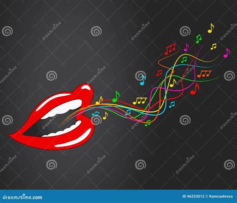 Mouth Lips Vector Music Sing Notes Stock Vector Image 46253012