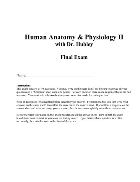 Human Anatomy Physiology Ii