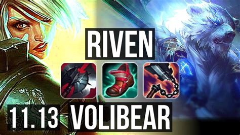 RIVEN Vs VOLIBEAR TOP Rank 2 Riven 2 9M Mastery 8 Solo Kills