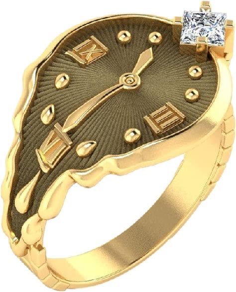 Rings Temperament Alloy In Diamond Ring Personal Clock Design Gold