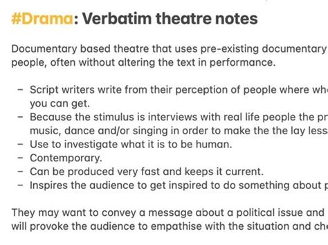 Verbatim Theatre notes | Teaching Resources