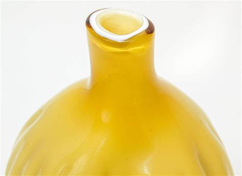 Italian Murano Hand Blown Art Glass Vase Yellow For Sale At 1stDibs