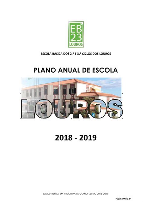 Pdf Plano Anual De Escola Eb23lourosdocumentospaepdf