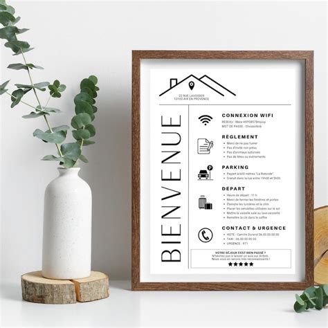 AIRBNB Welcome Sign French Airbnb Poster Canva Template Etsy