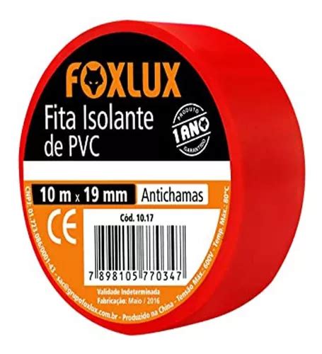 Fita Isolante Pvc Antichama Colorida Vermelha 19mm X 10mt Fl